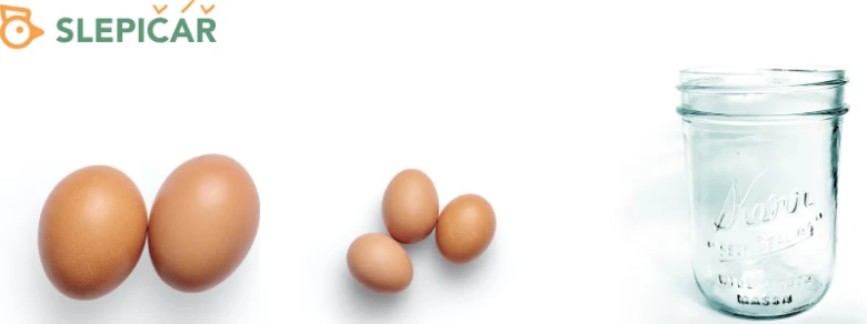 Vejce a sklenice pro nakládání do vodního skla.