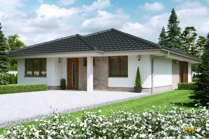 Moderní projekt jednoetážového domu s zahradou.