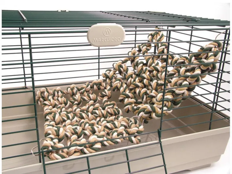 Křepelčí klec s hračkami pro činčilu v domácnosti