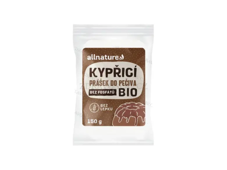 Balíček bio prášku do pečiva bez lepku a fosfátů.