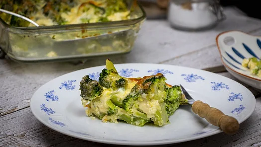 Broccoli casserole slice on plate